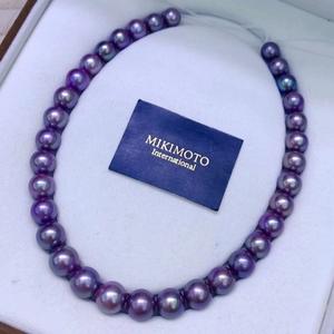 Collar de Perlas Edison Púrpuras Naturales de 10-12 mm, Círculo Perfecto, Luz Ultra Fuerte, Microdefectos, con Caja de Regalo - Product Image 2