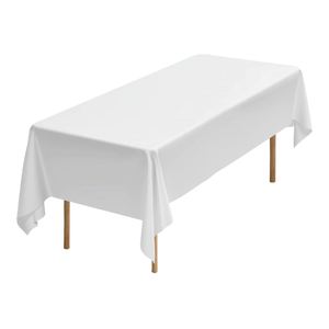 White Rectangle Tablecloths 60 X 102 Inches Handmade Reusable Machine Washable Wedding Party Banquet Covers - Product Image 1