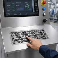 PC-808 Presisi IP65 Keyboard Baja Tahan Karat Industri Tahan Air 65 Tombol USB PS/2 untuk Terminal Mesin CNC Kios Medis