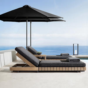 Lit de repos en teck pour piscine et terrasse, chaise longue en bois massif, <span class=keywords><strong>canapé</strong></span>-lit de designer pour plage, jardin, hôtel, imperméable et résistant aux UV - Product Image 1