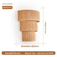 Lampe murale en paille tressée style Wabi-sabi pour chambre, salon, gîte, chevet, décoration rétro japonaise, design de créateur