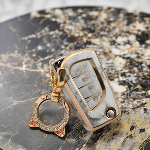 TPU Flip Car portachiavi compatibile <span class=keywords><strong>Toyota</strong></span> Aygo <span class=keywords><strong>Rav4</strong></span> Land Cruiser a 3 pulsanti portachiavi portachiavi senza chiave telecomando portachiavi portachiavi - Product Image 3