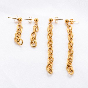 Boucles d'oreilles pendantes longues en acier inoxydable style punk cool pour femme, couleur or, avec pendentif, accessoires de bijoux pour piercing d'oreille - Product Image 4
