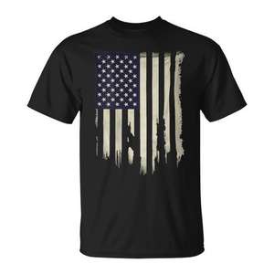 Camiseta con estampado de bandera de Estados Unidos en la espalda, color negro, ropa informal para hombre - Product Image 1
