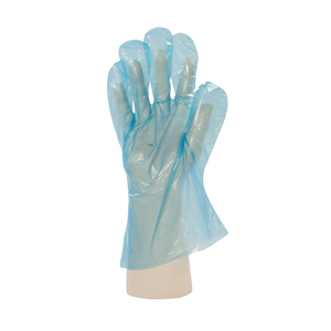 Gants jetables en PEHD transparents blancs et bleus pour le service alimentaire, personnalisables OEM, à manchette longue, sans poudre - Product Image 1