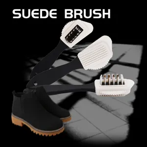 Escova de limpeza para sapatos 3 em 1, escova multifuncional suave de látex e camurça plástica