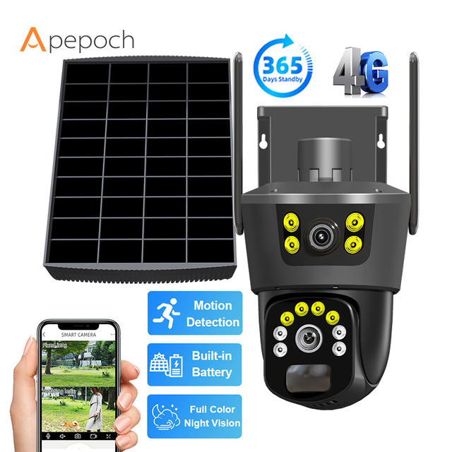 High Definition 1080P Panoramic Outdoor PTZ Solar CCTV Camera 4G AOP-BP2413 OEM CN Dual-Lens Picture-in-Picture Home Security