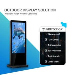 شاشة عرض رقمية خارجية مضادة للماء بمقاس 55 بوصة بشاشة فيديو إل سي دي ومشغل إعلانات معدني مزود بمنفذ USB