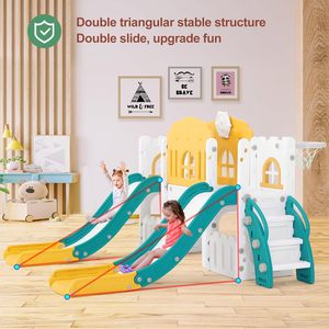 Tobogán y Columpio para Niños Pequeños, con Aro de Baloncesto/Túnel/Telescopio/Espacio de Almacenamiento, Juego de Jardín Interior y Exterior para Niños de 1 a 3 Años - Product Image 5
