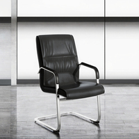 Chaise de bureau de direction ergonomique moderne PIN ANG ZJS en cuir PU avec base en acier inoxydable, dossier solide et accoudoirs fixes
