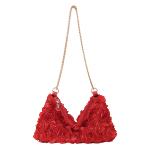 Bolso de Noche con Lentejuelas y Flores 3D para Mujer, Cartera de Mano con Cremallera en Forma de Media Luna para Boda, Fiesta o Cita Nocturna - Product Image 4
