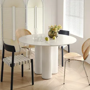 AOMISI CASA מודרני יוקרה פשוט לבן עץ שולחן אוכל מסעדה ריהוט דירה במלון שולחן עגול