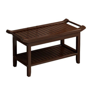 Tabouret de douche en bambou avec rangement multi-niveaux, banc de salle de bain, repose-pieds, siège de salon, design en bois durable - Product Image 5