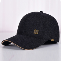 Gorra de Béisbol de Invierno para Hombre con Protección para las Orejas, Ajustable, de Ala Ancha, de 6 Paneles, de Lona, con Cierre de Hebilla Metálica, Estilo Coreano