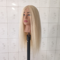 Neuer langer, blonder Echthaar-Mannequin-Kopf für professionelle Kosmetik- und Friseur-Trainingszwecke – Styling-Puppenkopf