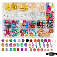 Ensemble de 278 perles décoratives en métal pour tresses africaines, pendentifs, pinces à cheveux électroplaquées, accessoires pour dreadlocks