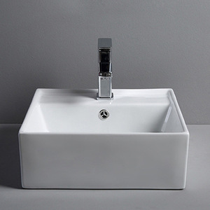 Lavabo cuadrado de cerámica Nórdica al por mayor de fábrica con grifo Arte integrado Diseño ovalado Estilo simple - Product Image 3