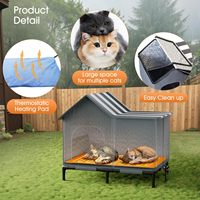 Weerbestendige luxe verwarmde kattenhuisje, stevig metalen frame voor buitenkatten, opvouwbaar, vierkant, solide design, kartonnen verpakking.