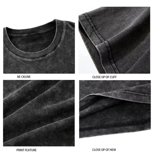T-shirt Homme Oversize à Épaules Tombantes en Coton Lourd 100% Effet Délavé Acide, Personnalisable avec Logo Imprimé – Fabrication OEM/ODM - Product Image 2