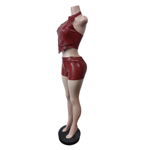 Nouveautés S-2XL Printemps-Été 2026 Vente en gros Ensemble de shorts sexy en <span class=keywords><strong>cuir</strong></span> PU pour femmes - Product Image 5