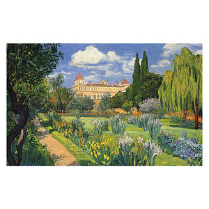 Alfombra de baño rectangular de fibra de poliéster absorbente antideslizante con diseño retro de jardín para baño - Product Image 3