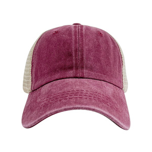 Cotton Twill Custom Logo 100% Washed Distressed Vintage Trucker <b>Hat</b> - Product Image 2