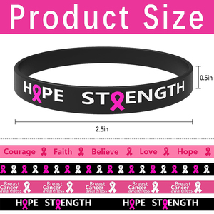 Venta al por mayor de goma Rosa personalizada pulsera de fe reutilizable pulsera de silicona para mejorar la conciencia del cáncer de mama - Product Image 2