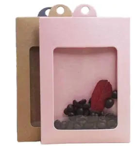Hoge Kwaliteit Leuke Kerst Snoep Verpakking & Display Box Geschenken Pakket Envelop Case Doos Met Pvc Raam Hanger