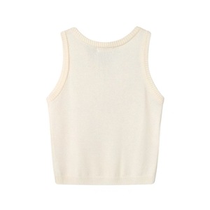 Camisola Gris sin Mangas de Punto con Adorno de Flores 3D, Top Interior para Mujer, Primavera-Verano - Product Image 3