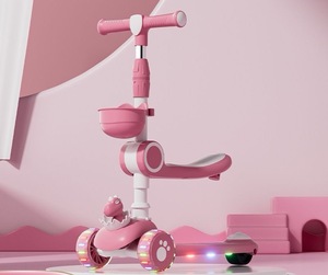 Nouveau modèle de trottinette pour enfants à hauteur réglable, avec siège, lumières et roues, trottinette pliable à <span class=keywords><strong>3</strong></span> roues pour filles et garçons - Product Image 5