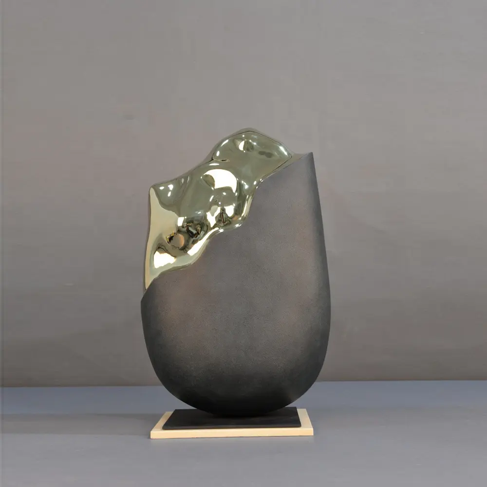 Современная Абстрактная бронза ручной работы + зеркало шампанское золото нержавеющая сталь оригинальная художественная настольная скульптура