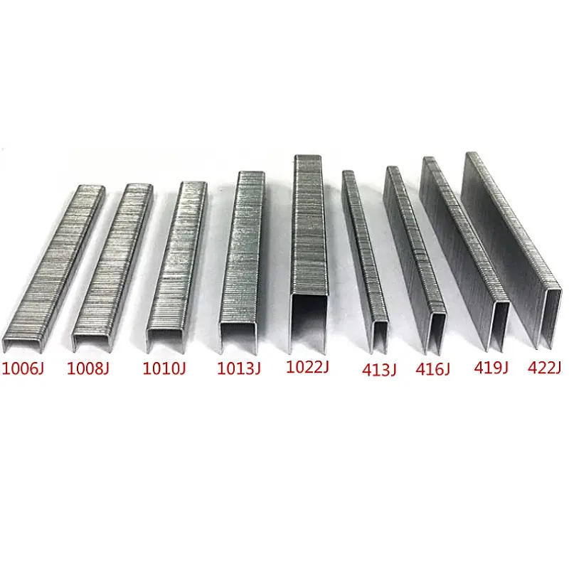 Sắt U hình dạng 20ga mịn mạ kẽm móng tay dây stepels Pin Brad 1006j sofa Pin 1010j mặt hàng chủ lực Kích thước 1013J cho đồ nội thất bằng gỗ