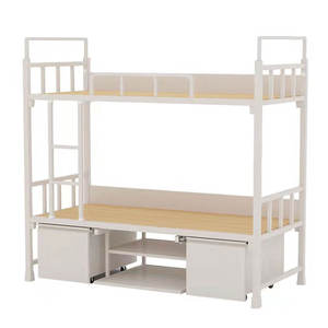 Slaapzaal Stapelbed Ijzeren Stapelbedden Dubbel Metalen <span class=keywords><strong>Bed</strong></span> Met Trap Dubbele Student Metalen <span class=keywords><strong>Frame</strong></span> Voor School Appartement - Product Image 1