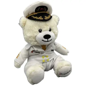 Wholesale Factory Custom Logo Personalized Soft Plushies Uniforms Captain Pilot Plush Kids Gift Air Plane Teddy Bear