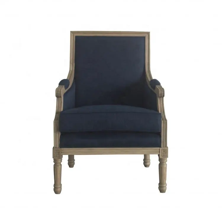 Sillón de madera de roble macizo, mueble antiguo francés, silla de lujo con respaldo de cojín