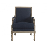 HL220 Chaise longue antique française en chêne massif, fauteuil avec revêtement en lin amovible, mobilier de salon et de loisirs pour la maison