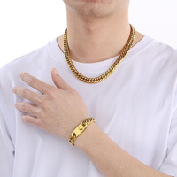 Ensemble de colliers pour hommes tendance, cool, minimalistes, en denim double tissage poli, avec fermoir bouton rond poli
