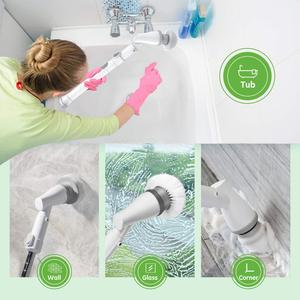 Nettoyeur rotatif sans fil pour la maison, brosse <span class=keywords><strong>de</strong></span> nettoyage électrique avec 3 têtes <span class=keywords><strong>de</strong></span> brosse remplaçables - Product Image 4