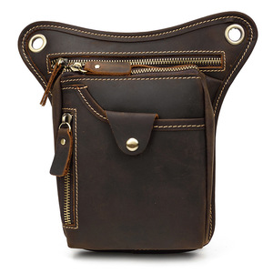 Sac de ceinture en cuir pour hommes européens et américains rétro Crazy Horse sac de jambe en cuir loisirs <span class=keywords><strong>sortie</strong></span> sac de téléphone portable 2025 - Product Image 6