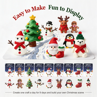 Kalender Advent Desa Tanah Liat Natal 9 Hari DIY untuk Anak-Anak, Set Hadiah Kerajinan Liburan dari Tanah Liat Kering, Pemasok OEM ODM