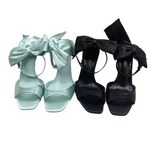 Sandales à talons aiguilles pour femmes, style français classique, décorées d'un nœud noir, à bout ouvert - Nouvelles chaussures décontractées sexy Fairycore pour femmes - Product Image 3