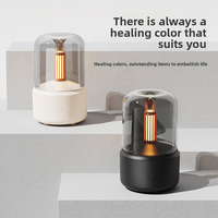 Diffuseur d'huiles essentielles avec simulation de lumière de bougie, atomiseur d'aromathérapie, lumière LED, humidificateur ultrasonique électrique silencieux en plastique