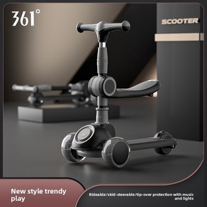 Trottinette pliable 3 roues en plastique pour enfants 2026 avec lumières musicales et fonction anti-basculement, à pousser et à glisser, pour les 3 ans et plus - Product Image 5