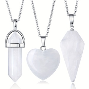 Juego de 3 collares de ágata de cristal artificial, colgante de piedra hexagonal y cónico para psicocinética, necromancia y Reiki - Product Image 6