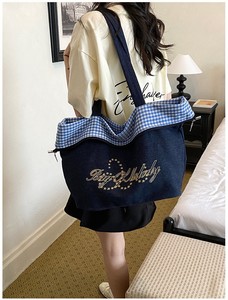 Bolso de Hombro de Mezclilla Vintage Casual y Elegante de Han Faner para Chicas, de Doble Cara, para Viajes, Estudiantes Universitarias, Estilo Artístico Coreano - Product Image 1