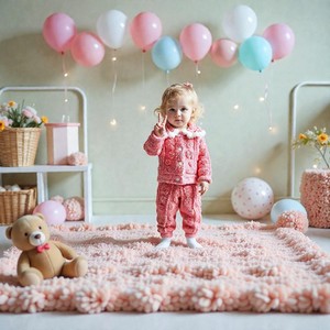 Ensembles de vêtements pour filles, ensembles de vêtements pour enfants, manches longues, pantalons longs, polaire duveteux, pompons, boutons, OEM ODM, vente en gros, usine - Product Image 2