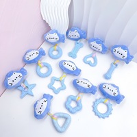 Jouet en peluche pour chien en forme de poisson bleu avec bande TPR, donut et couineur pour petits chiens, idéal pour les morsures et le soulagement de l'ennui