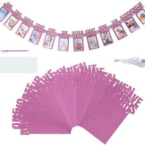 Guirnalda de Pancartas para Fotos del Primer Cumpleaños del Bebé, de Recién Nacido hasta 12 Meses, Pancartas de Hitos <span class=keywords><strong>Mensuales</strong></span> para Decoración de Cumpleaños - Product Image 3