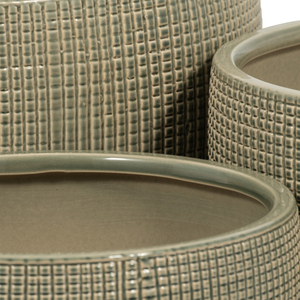 Vasi moderni in gres ceramico rotondi per piante da interno ed esterno, set di tre dimensioni - Product Image 5