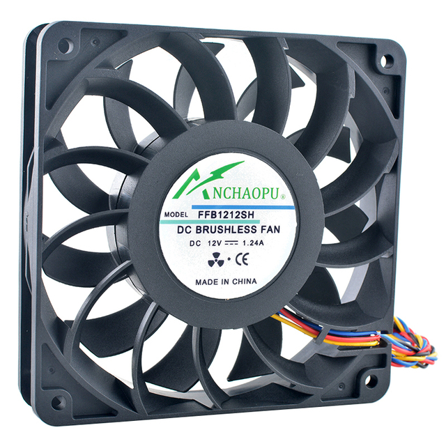 ANCHAOPU FFB1212SH 120mm 120x120x25mm DC12V 1.24A 4pin 3700rpm Two Ball Bearing 140 CFM 54.3dBA High Speed Cooling Computer Case